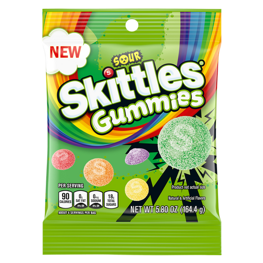 SKITTLES Sour Gummies Gummy Candy Assortment, 5.8 oz Bag