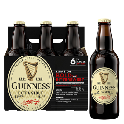 Guinness Extra Stout 6pk 11.2oz Btl 5.6% ABV