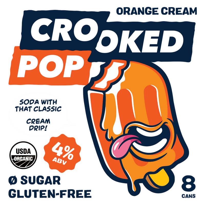 Crooked Pop Organic Orange Cream Hard Soda 8pk 12oz Can
