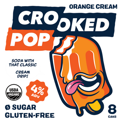 Crooked Pop Organic Orange Cream Hard Soda 8pk 12oz Can
