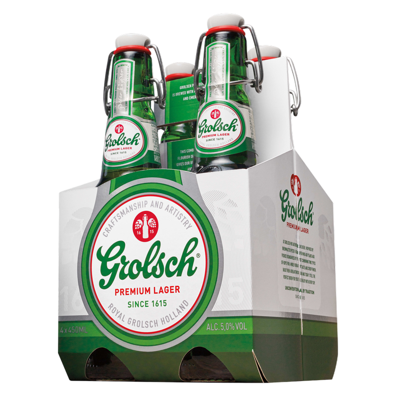 Grolsch Premium Lager 4pk 16oz Btl 5% ABV