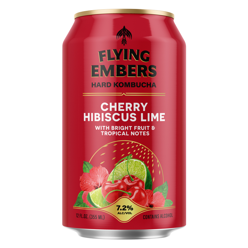 Flying Embers Cherry Hibiscus Lime Hard Kombucha 6pk 12oz 7.2% ABV