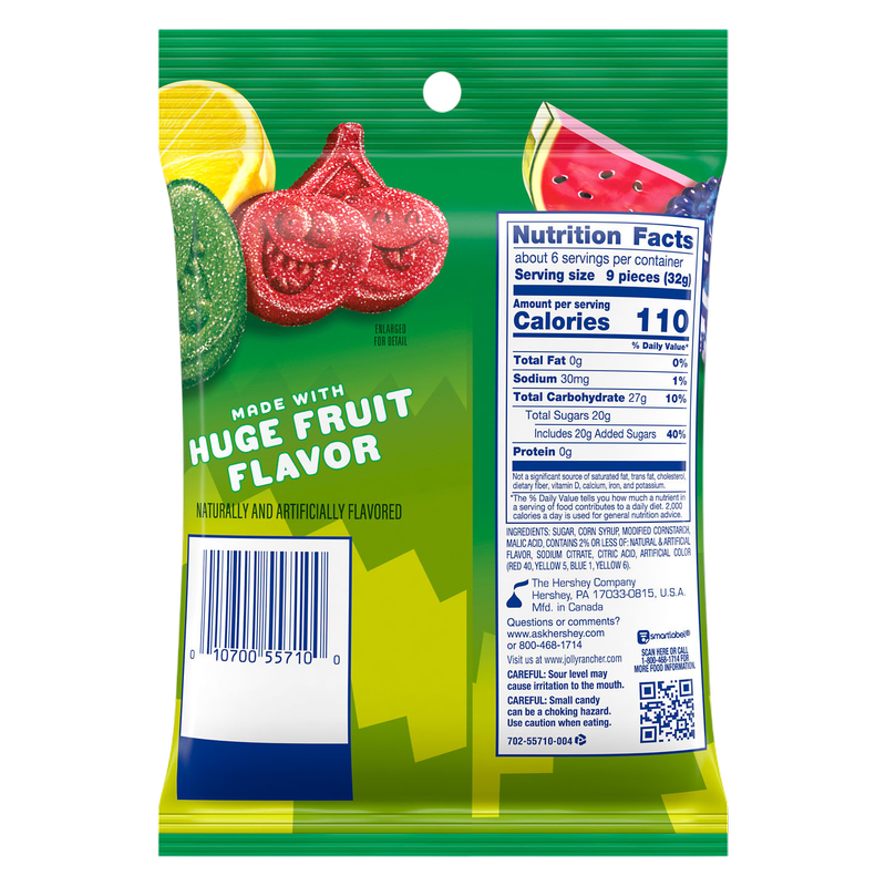 Jolly Rancher Sours Gummies Assorted Fruit Flavors 6.5oz