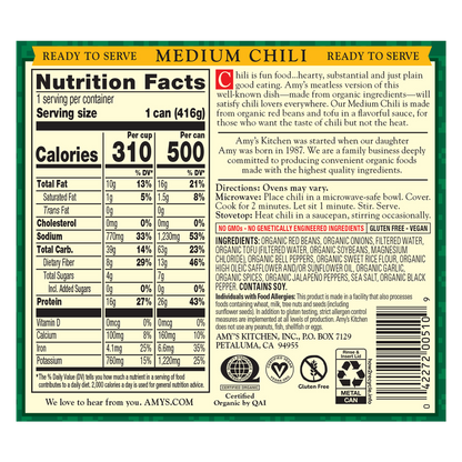 Amy's Organic Medium Chili 14.7oz