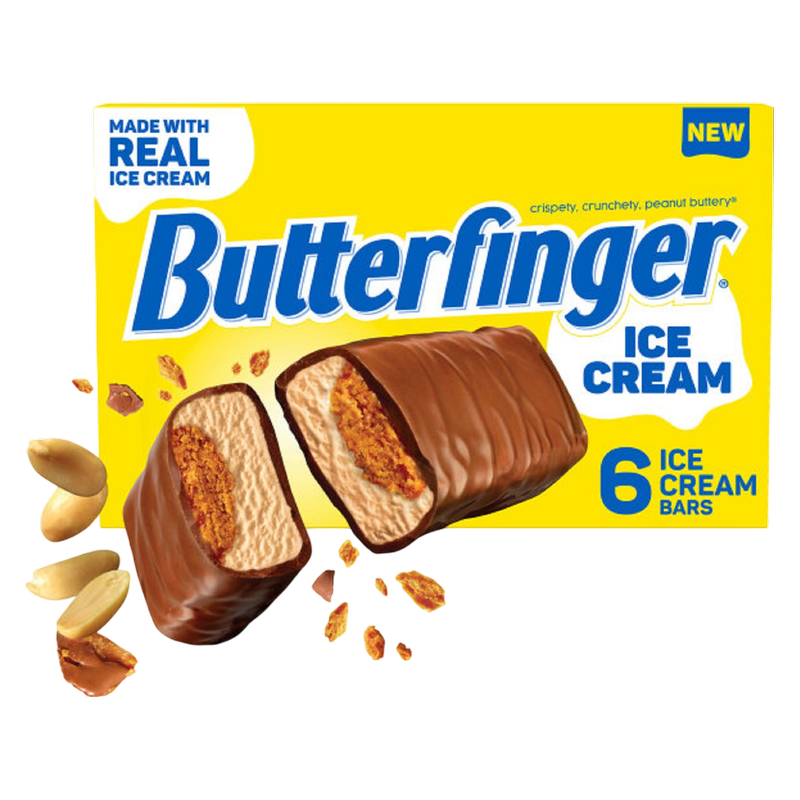 Butterfinger Ice Cream Bars, 6 Pack, Frozen Dessert
