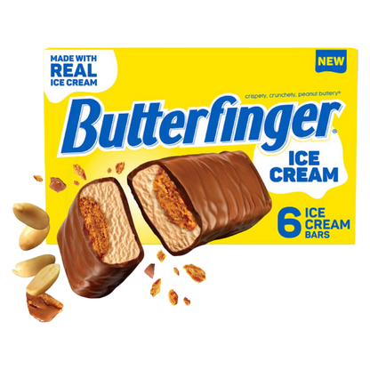 Butterfinger Ice Cream Bars, 6 Pack, Frozen Dessert