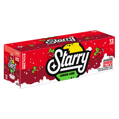Starry Zero Sugar Soda Lemon Lime Cranberry Blizz 12pk 12oz Can