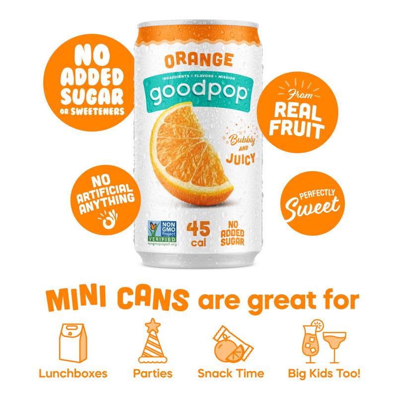 GoodPop Orange Juice & Bubbly Water Water 6pk 7.5oz Mini Can