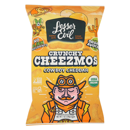 LesserEvil Crunch Cheezmos Cowboy Cheddar, 7oz
