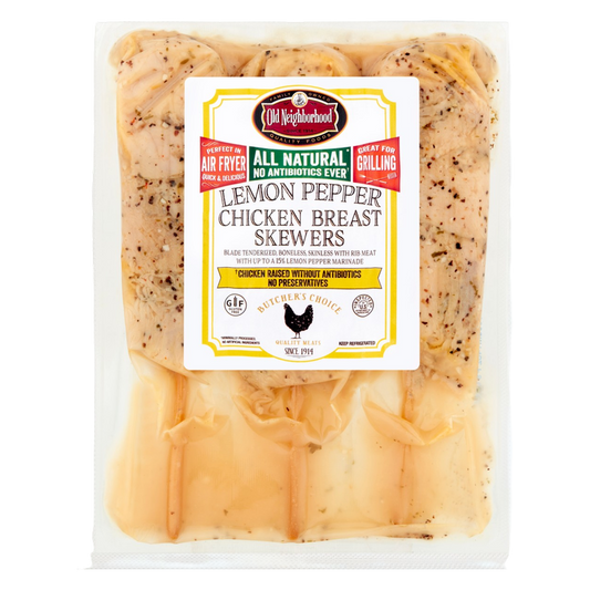 Lemon Pepper Marinated Chicken Breast Skewers - 16oz