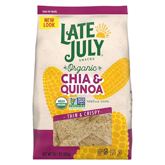 Late July Snacks Thin and Crispy Organic Tortilla Chips with Chia and Quinoa 10.1oz