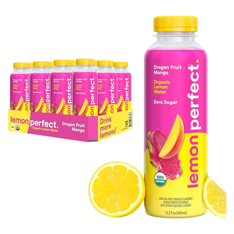 Lemon Perfect Dragon Fruit Mango Hydrating Lemon Water 12pk 15.2oz Bottles