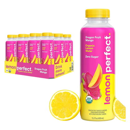 Lemon Perfect Dragon Fruit Mango Hydrating Lemon Water 12pk 15.2oz Bottles