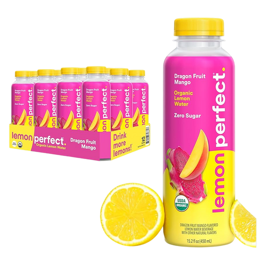 Lemon Perfect Dragon Fruit Mango Hydrating Lemon Water 12pk 15.2oz Bottles