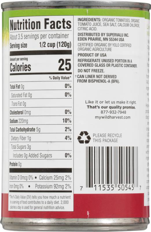 Wild Harvest Organic Petite Diced Tomatoes 14.5oz