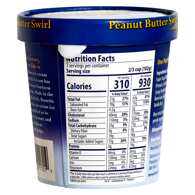 Bassetts Peanut Butter Swirl Ice Cream Pint