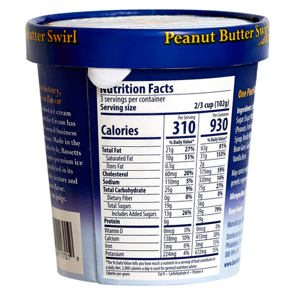 Bassetts Peanut Butter Swirl Ice Cream Pint