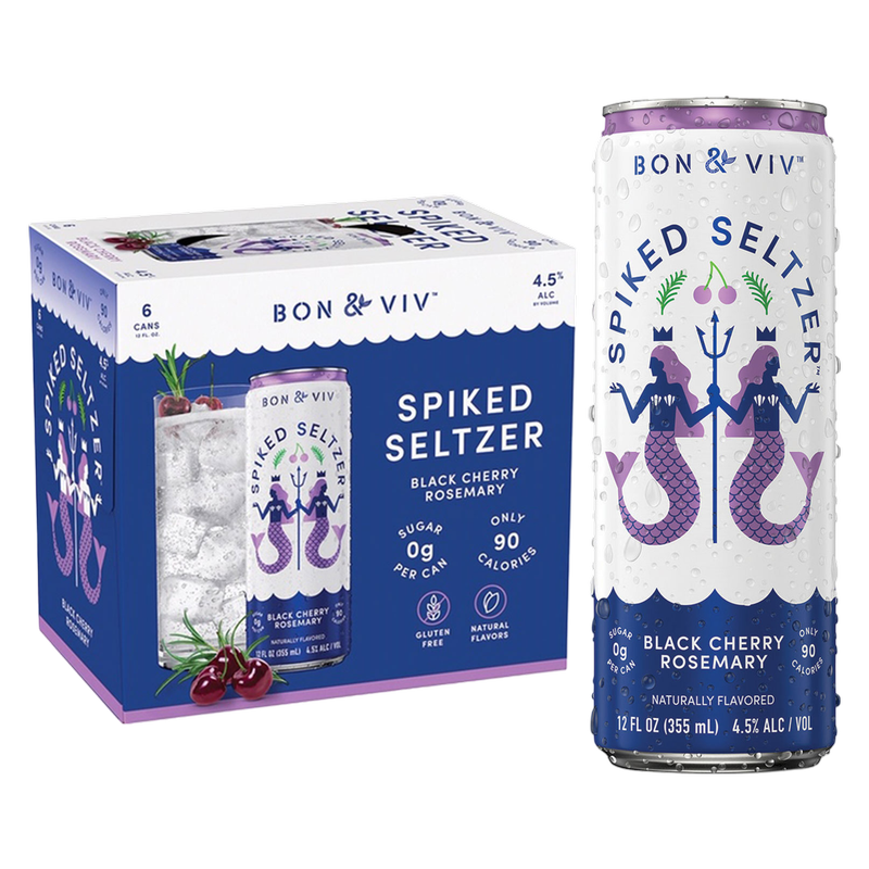 Bon & Viv Spiked Seltzer Black Cherry Rosemary 6pk 12oz Can 4.5% ABV