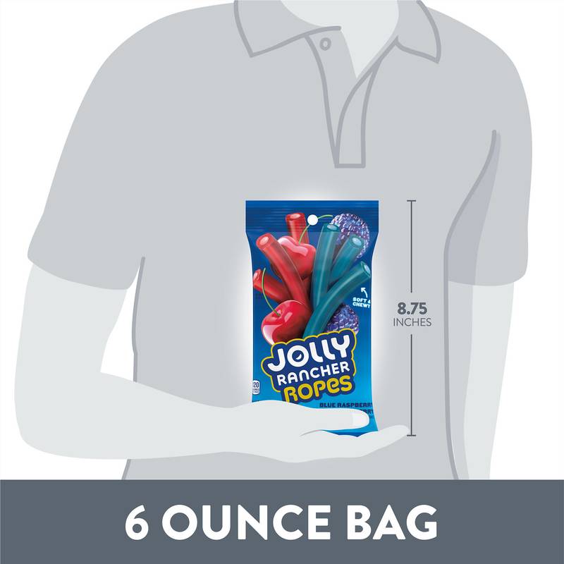 JOLLY RANCHER Ropes Blue Raspberry and Cherry Flavored Candy Bag, 6 oz