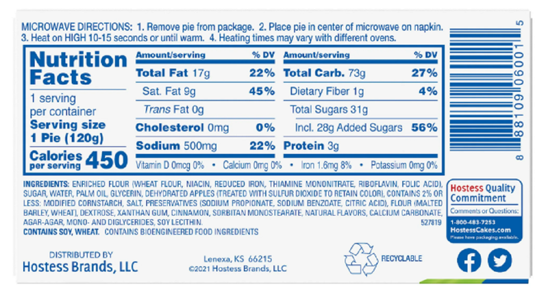 Hostess Fruit Apple Pie,4.25 oz