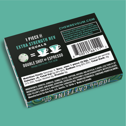 Rev Energy Spearmint Extra Strength Gum 6ct