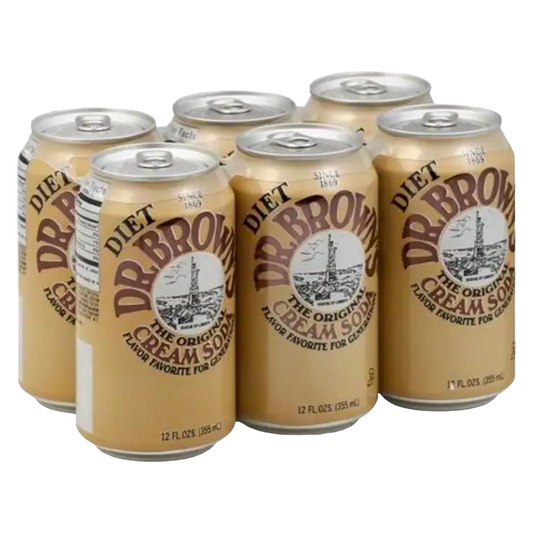 Dr. Brown's Diet Cream Soda. 6pk 12oz Can