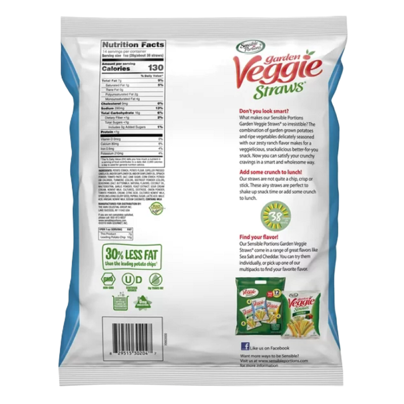 Sensible Portions Garden Veggie Straws Zesty Ranch Potato and Vegetable Snack 4.25oz