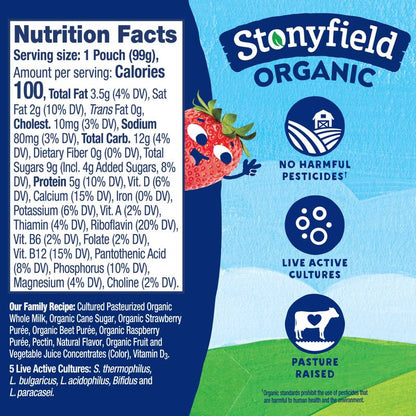 Stonyfield Organic Kids Whole Milk Yogurt Pouches- 4ct