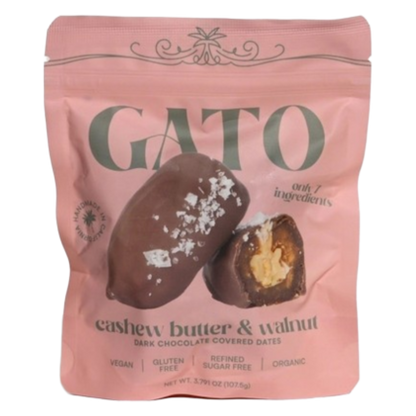 Gato Dates Chocolate Covered Dates with Cashew Butter, 3.79 oz