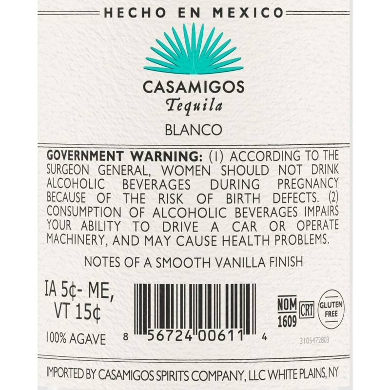 Casamigos Blanco Tequila 750ml (80 Proof)