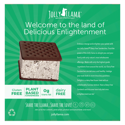 Jolly Llama Dairy-Free Gluten-Free Cool Mint Chocolate Chip Ice Cream Sandwiches, 4ct