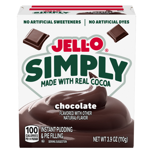 Jell-O Simply Chocolate Flavored Instant Pudding & Pie Filling Mix, 3.4 oz Box