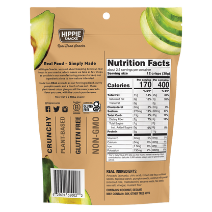 Hippie Snacks Gluten Free Sea Salt Avocado Crisps 2.5oz