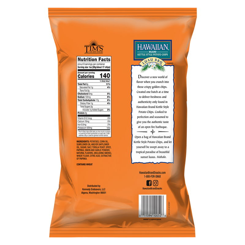 Hawaiian Luau BBQ Kettle Style Potato Chips 7.5oz
