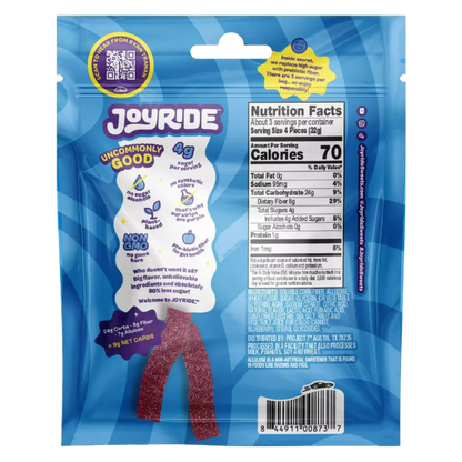JOYRIDE Sour Blue Raspberry Strips, 3.5oz