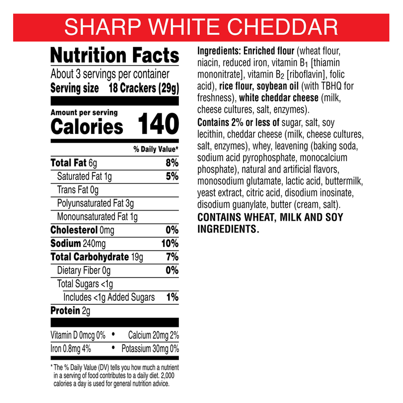 Cheez-It Grooves Sharp White Cheddar 3.25oz Crunch Snack Crackers