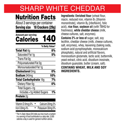 Cheez-It Grooves Sharp White Cheddar 3.25oz Crunch Snack Crackers