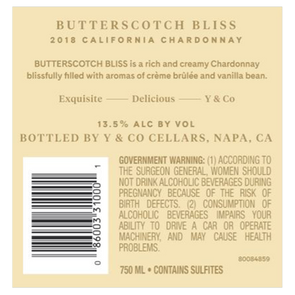 Y & Co Butterscotch Bliss Chardonnay 750ml