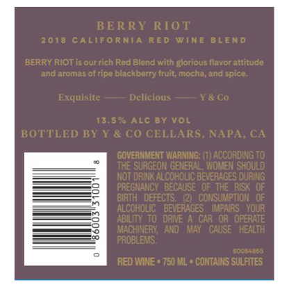Y & Co Berry Riot Red Blend 750 ml