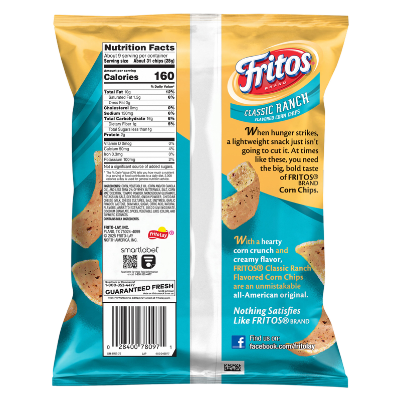 Fritos Corn Chips Classic Ranch 9.25oz