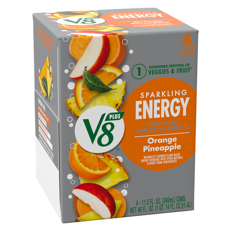 V8 Plus Energy Sparkling Orange Pineapple 4pk 11.5oz Can