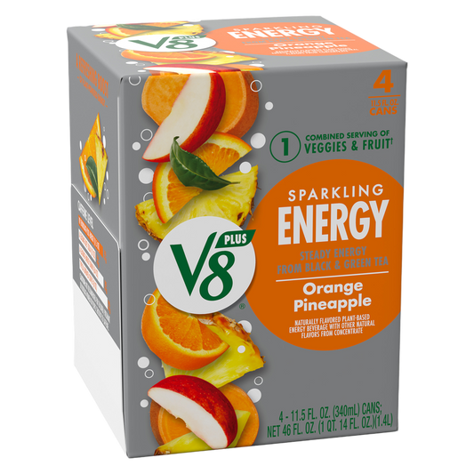 V8 Plus Energy Sparkling Orange Pineapple 4pk 11.5oz Can