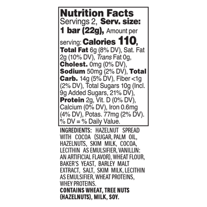 Nutella B-ready, 2 Snack Bars, Hazelnut Spread with Cocoa, Individually Wrapped, Snack Bar Pack