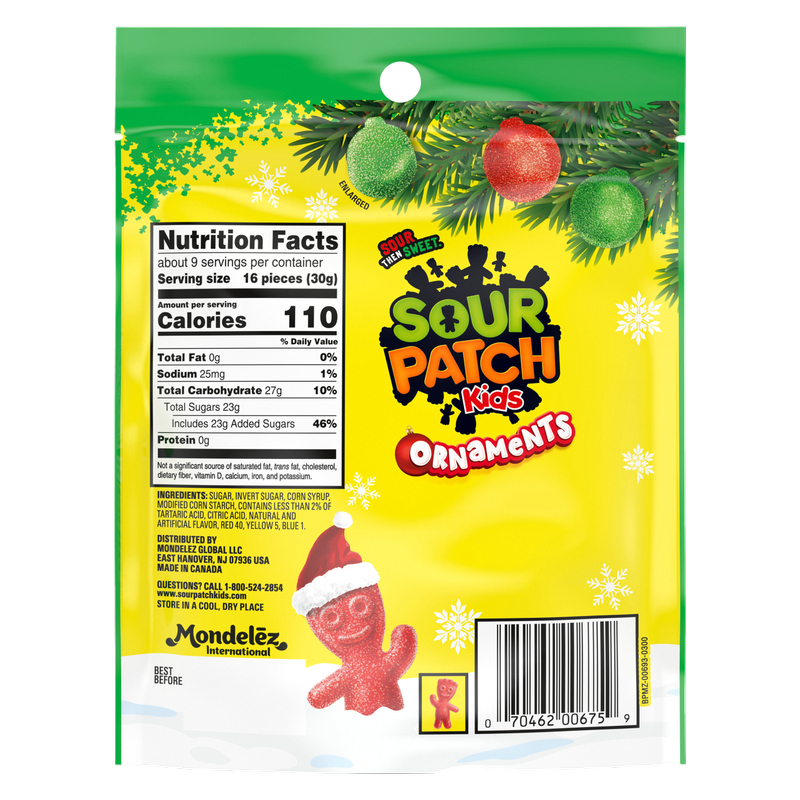 Sour Patch Kids Red and Green Ornaments, 10oz