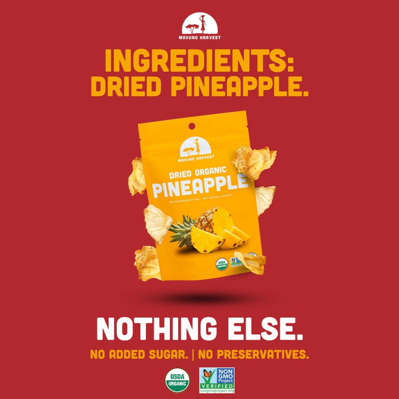 Mavuno Harvest Organic Unsweetened Dried Pineapple, 2oz