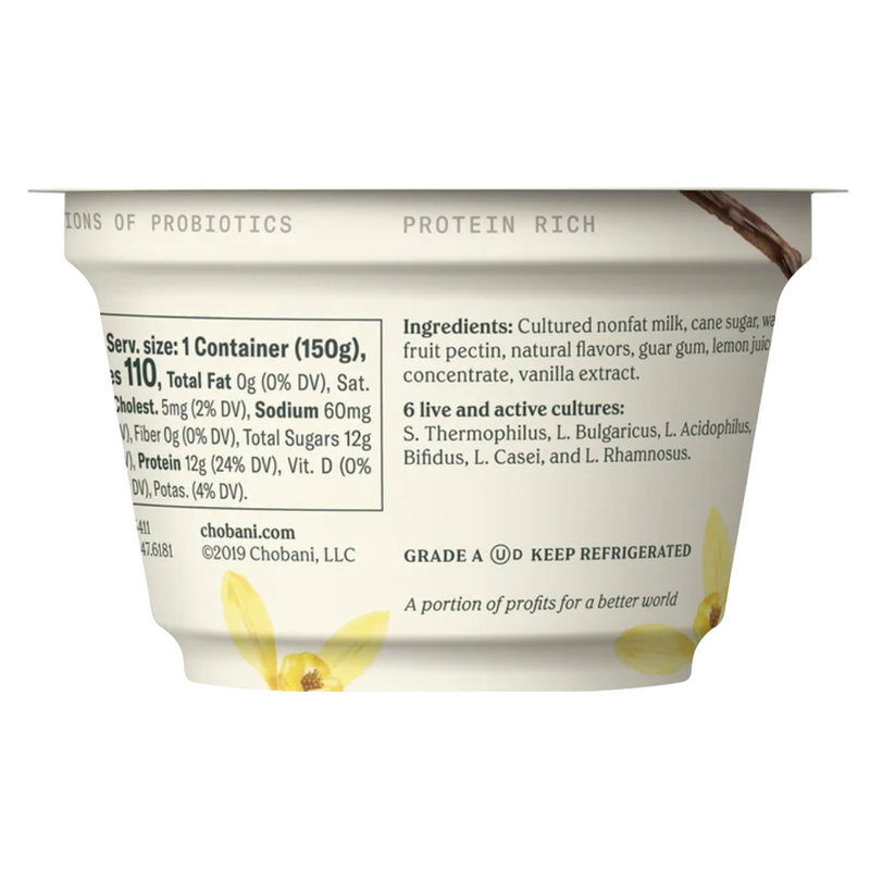 Chobani Vanilla Nonfat Greek Yogurt - 5.3oz