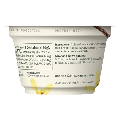 Chobani Vanilla Nonfat Greek Yogurt - 5.3oz