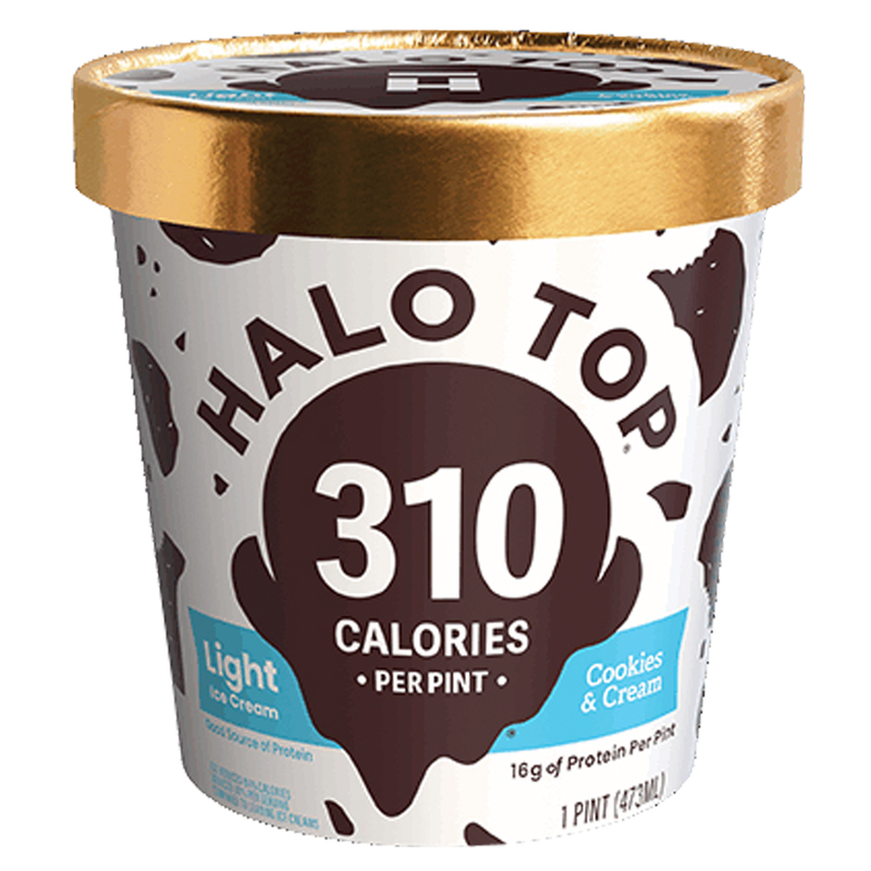 Halo Top Cookies and Cream Light Ice Cream Pint, 16 fl oz