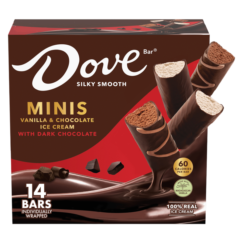 Dove Bar Minis Vanilla & Chocolate Ice Cream with Dark Chocolate 14ct