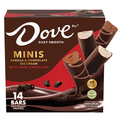 Dove Bar Minis Vanilla & Chocolate Ice Cream with Dark Chocolate 14ct
